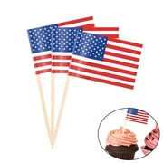 100pcs American National Flag Cake Toppers Paper Cake Picks Cupcake Decor Party Supplies for Wedding Birthday Festival