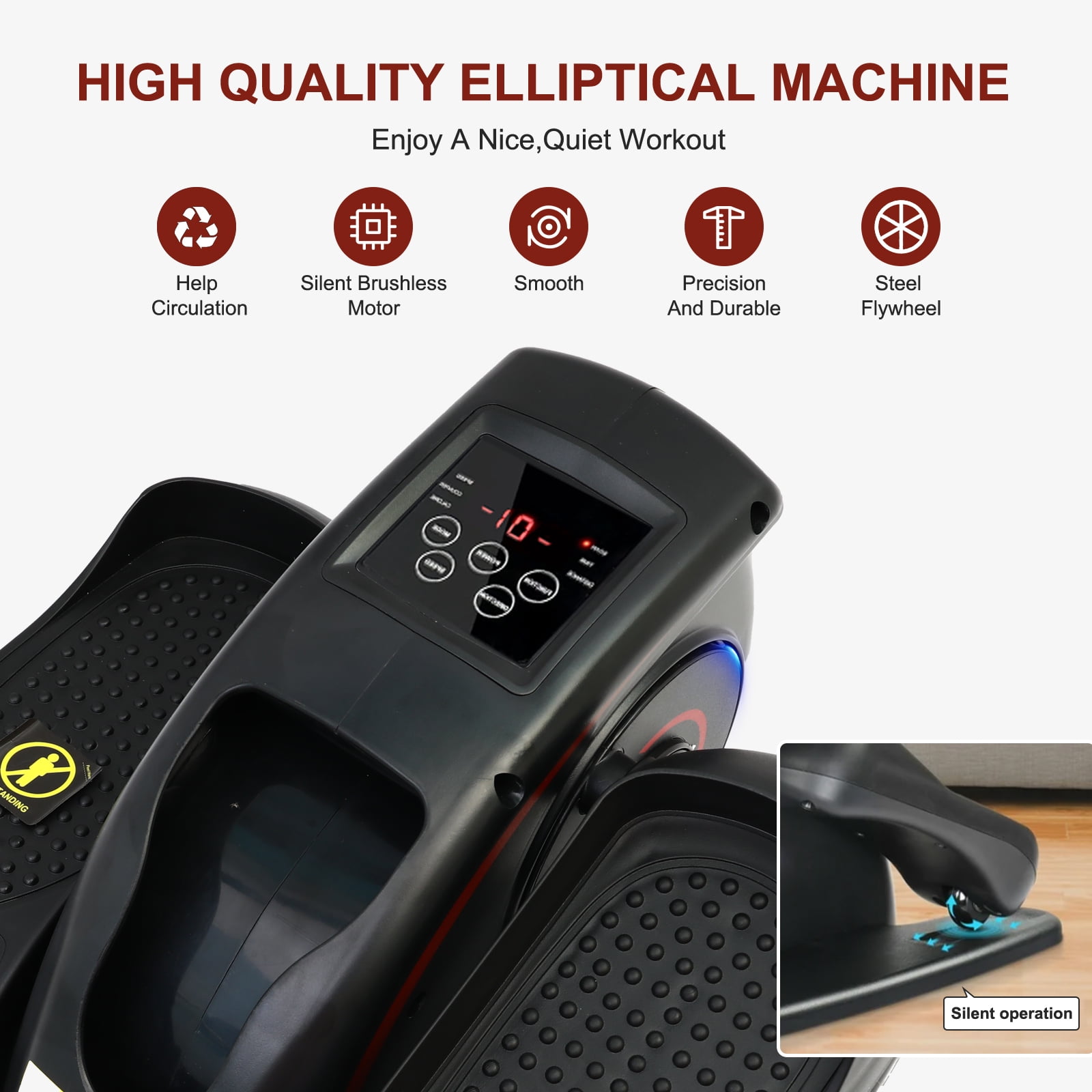 ALSO GO Under Desk Elliptical, Ellipse Leg Exerciser While Sitting for Seniors Fully Assembled, Portable & Quiet Pedal Exerciser for Home Office, Elliptical Machine with Remote Control, 220LBS
