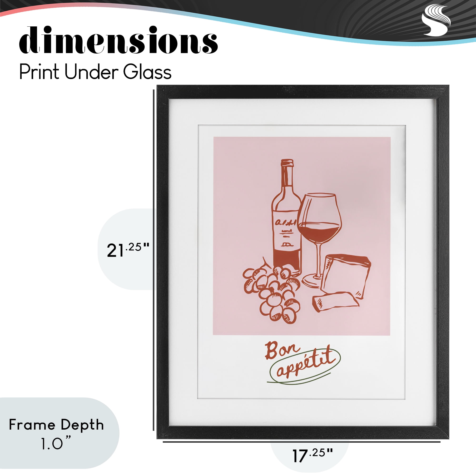 Stupell Industries Bon Appetit Wine & Grapes Black Framed Print Under Glass, design by The Prints Vibe