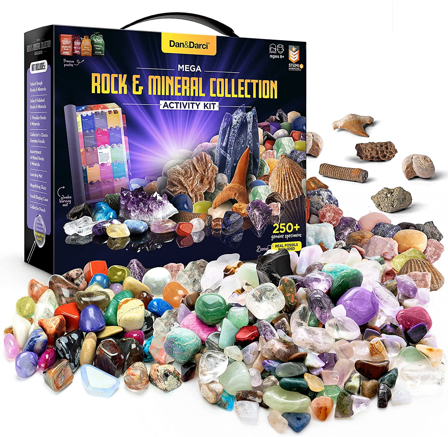 rock and mineral set 14 pieces stone collection rock collection Black and white rock set