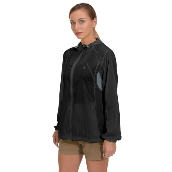 Little Donkey Andy Women's Full Zip Sun Protection Hoodie Jacket Long Sleeve Shirt Running Hiking Golf Water Repellent UPF50 Black Large