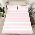 thumbnail image 2 of Manfei Pink White Twin Sheet Sets, Geometric Stripe Twin Fitted Sheet, Modern Minimalsit Flat Sheet, Super Cozy Room Decor 3-Piece, 2 of 7