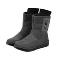 thumbnail image 3 of Gyexs Winter Warm Snow Boots for Womens Waterproof Winter Shoes Retro Round Toe Zipper Closure on Outdoor Mid Calf Boot, Grey, Size 7, 3 of 8