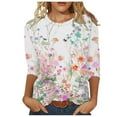 thumbnail image 2 of Idoravan 3/4 Length Sleeve Womens Tops Floral Shirts for Women Plus Size Women 3/4 Sleeves Casual Shirts Pullover Loose Tunic Floral Print Blouse, 2 of 5