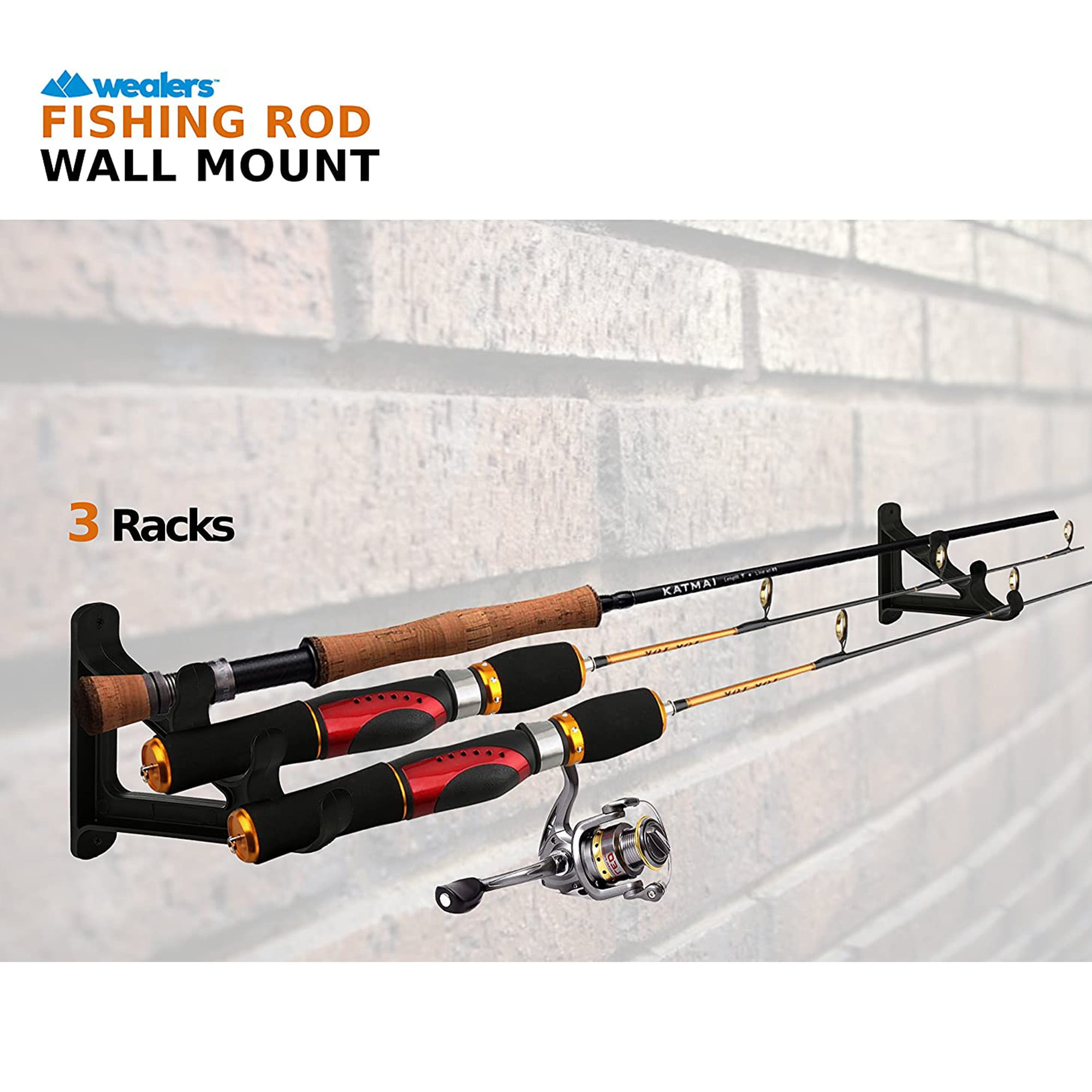 Wealers 16 Fishing Rod Holder Equipment Rack for Garage, 44cm x
