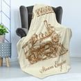 thumbnail image 4 of Steam Engine Soft Flannel Fleece Throw Blanket, Old Times Train Vintage Hand Drawn Iron Industrial Era Locomotive, Cozy Plush for Indoor and Outdoor Use, 60" x 80", Ivory Pale Caramel, by Ambesonne, 4 of 5