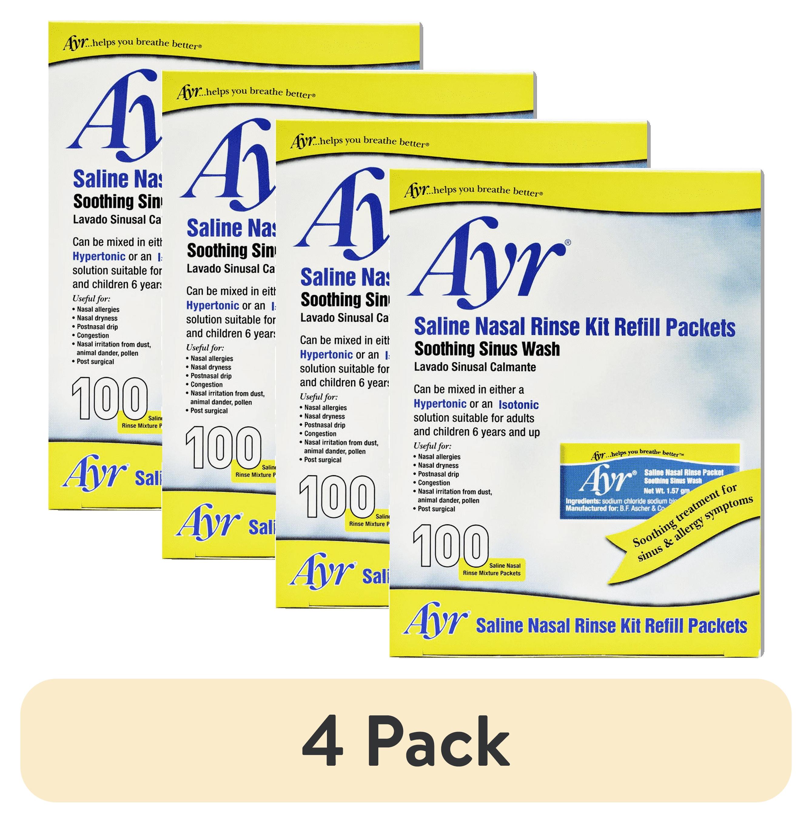 (4 pack) Ayr Saline Nasal Rinse Kit Ref 100 Count