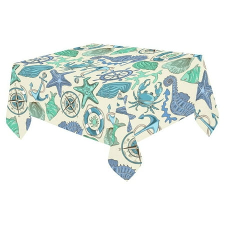 

MYPOP Starfish Anchor seahouse Cotton Linen Tablecloth 52x70 inches Tablecover Desk Table Cloth For Dining Room Tea Table Picnics Parties