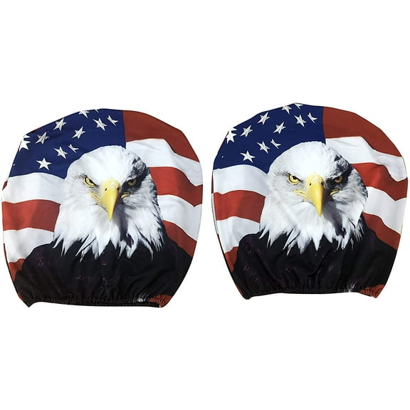American Eagle Headrest Covers for Cars - Set of 2, Patriotic Eagle, Head Rest Protectors, 4th of July, USA, Memorial Day, Christmas