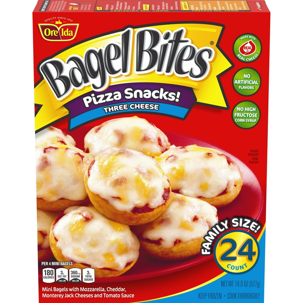 Bagel Bites Three Cheese Mini Bagel Pizza Snacks, 24 ct Box Walmart