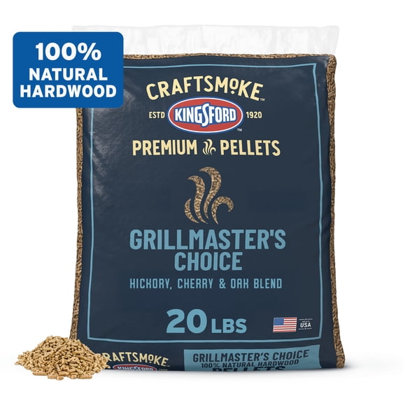 Kingsford Craftsmoke Premium Pellets, BBQ Pellets for Grilling, Grillmasters Choice, Hickory, Cherry and Oak Blend, 20 lbs
