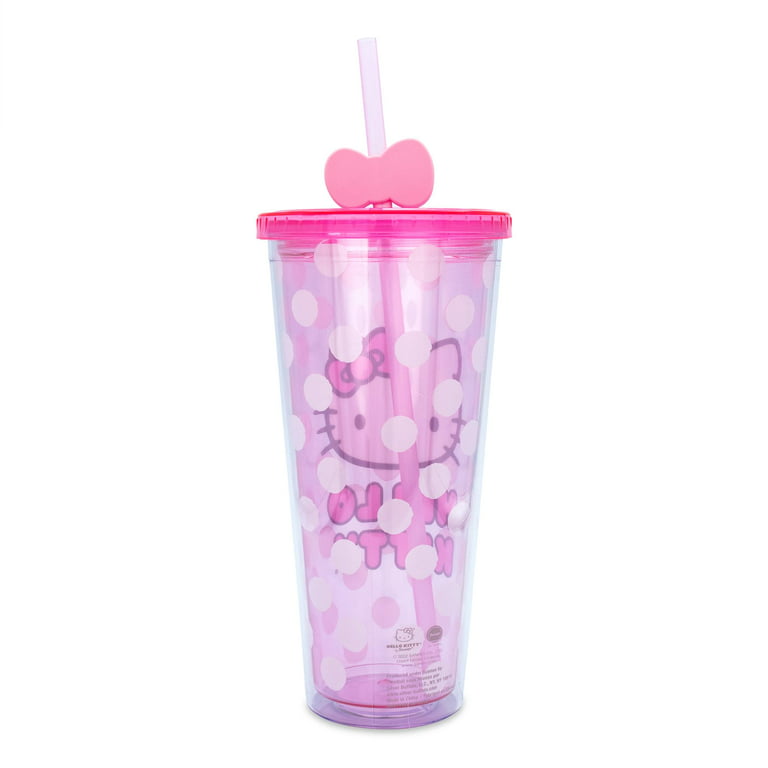 Hello Kitty 24oz. Plastic Cold Cup W Lid and Topper