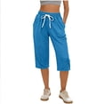 thumbnail image 3 of Diufon Capris for Women with Pockets Summer Causal Drawstring Loose Capri Pants Athletic Yoga Jogger Pants, 3 of 7