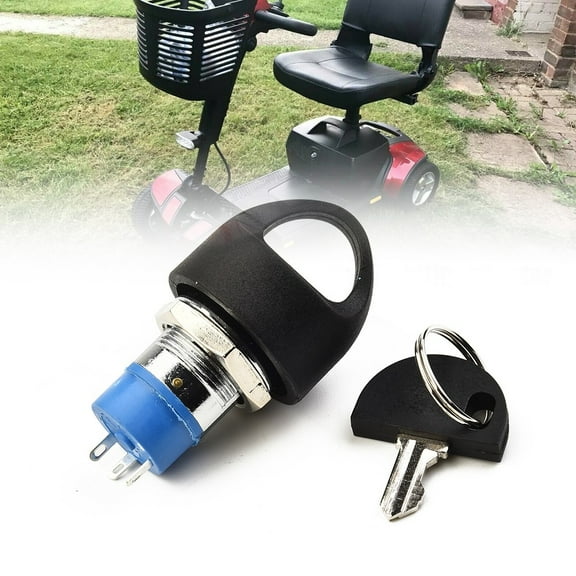 Leke Ignition Switch with Key, Replacement Mobility Scooter Spare Start On/Off Ignition Switch with 2 Keys for Pride