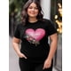 thumbnail image 4 of Women's T-Shirt,Short Sleeve Tee Shirts Casual Tops Valentines Day Flower Love Heart Crewneck T Shirt for Women, 4 of 8