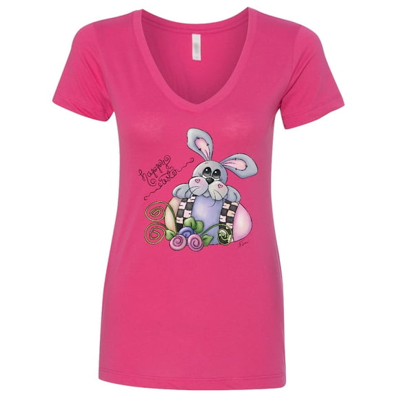 Inktastic Happy Easter Bunny Rabbit Women's V-Neck T-Shirt