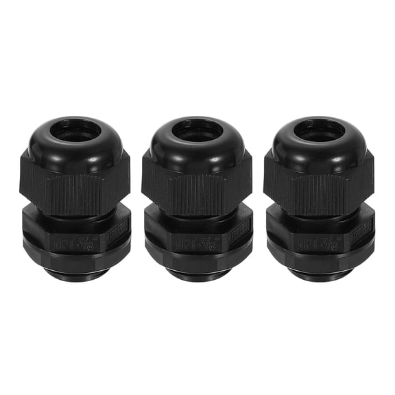 3Pack NPT 3/8" Nylon Cable Glands, Waterproof Adjustable Wire Grommet, Black