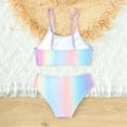 thumbnail image 4 of LYMAYTER 7-14 Years Girls Summer Swimsuits Outfit Youth Gradient Colors Bikini Swimwear Set 2PCS Kids Tank Beach Bathing Suit, 4 of 9