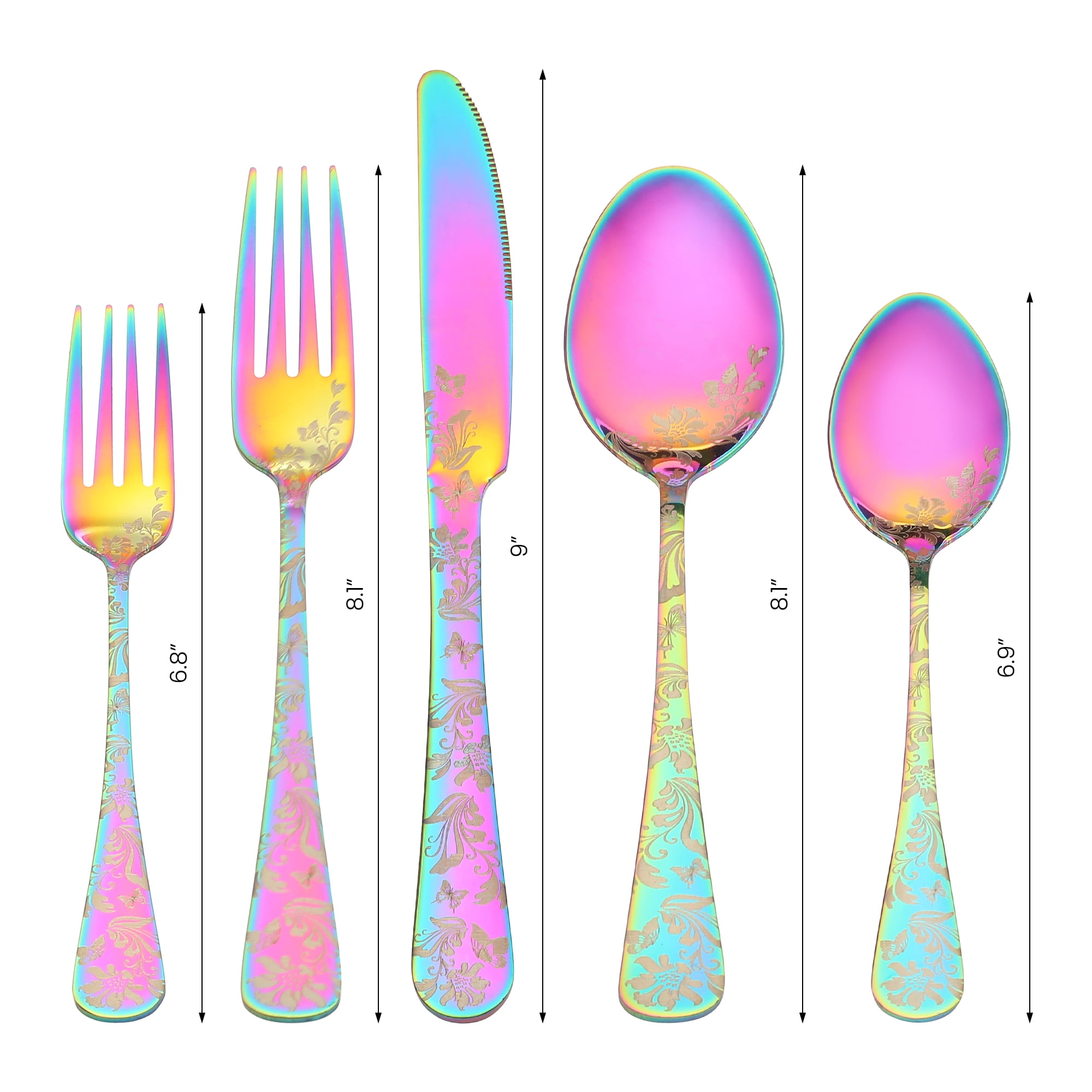 Unique Bargains 5 Pieces Stainless Steel Silverware Set Flatware Set Colorful