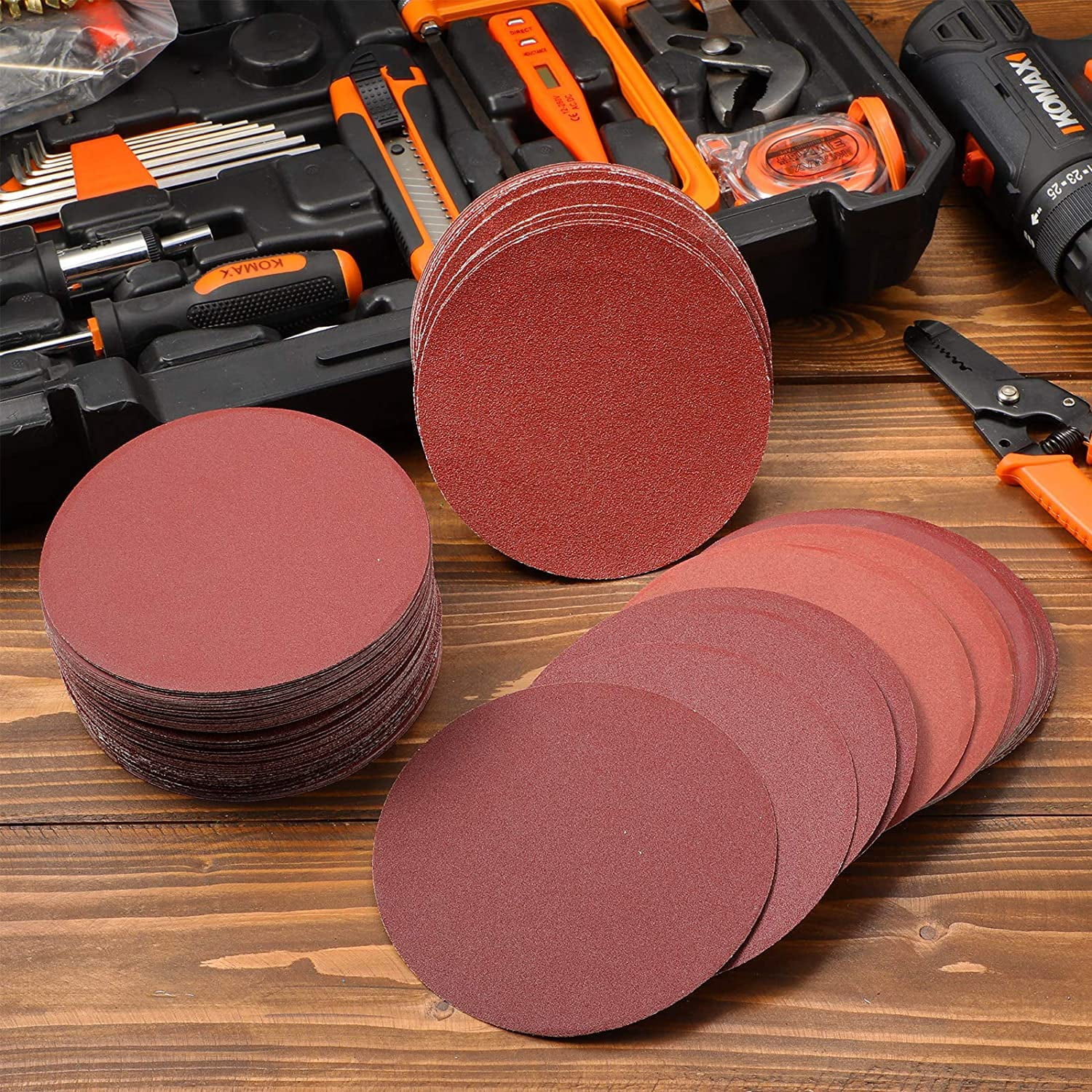 XiHAMA 12-inch PSA Sanding Discs 60 Grits NO-Hole Self Stick Adhesive Back Aluminum Oxide Sanding Discs for Orbital Sander