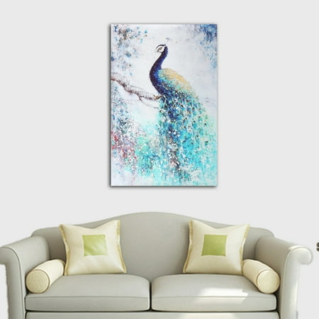 Country Living Room Pictures Modern Unframed Canvas Print Peacock Painting Wall Hanging Art Picture Home Living Room Decor 60x40cm ()