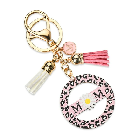 Cute Mom Daisy Keychain Gifts for Mother Birthday Gift for Mom Mothers Mother's Day Gifts for Mommy Mama Leopard Print Keychain for Mom Tassel Keychain for Women Mother Retirement Gifts for Mom