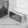 thumbnail image 2 of Multifuncional USB Carga Música Digital Snooze Despertador Retroiluminación Espejo Pantalla Blanco, 2 of 8