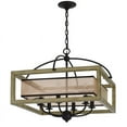 thumbnail image 3 of Cal Lighting Palencia 5-Light Square Chandelier with Organza Shade in Oak/Black, 3 of 5