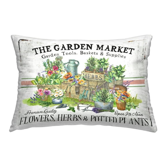 Stupell Industries Garden Market Bistro Stripe Decorative Printed Throw Pillow Design by Creatif Belle.
