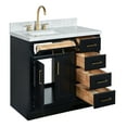 thumbnail image 2 of Ariel Hepburn 37 In. Left Offset Rectangle Sink Vanity With 1.5 In. Carrara White Countertop In Black, 2 of 6