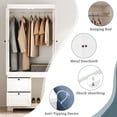 thumbnail image 6 of Feishominoo 2 Door Wardrobe Armoire Closet, 71"H Modern Modular Wooden Clothes Wardrobe Storage Cabinet with Hanging Rods & Drawers, White, 6 of 9