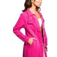 thumbnail image 6 of American Bazi Women's Long Button Down Distressed Denim Jean Jacket - Neon Pink - 2X-Large, 6 of 6
