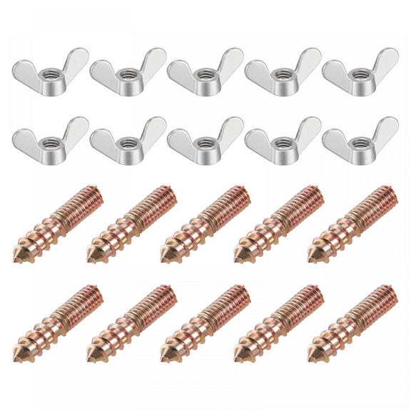 M6 Wing Nuts, Wing Nut, Silver Tone, 20 Pieces & M6X30mm Hanger Bolt, Double Headed Screw, 20 Pieces