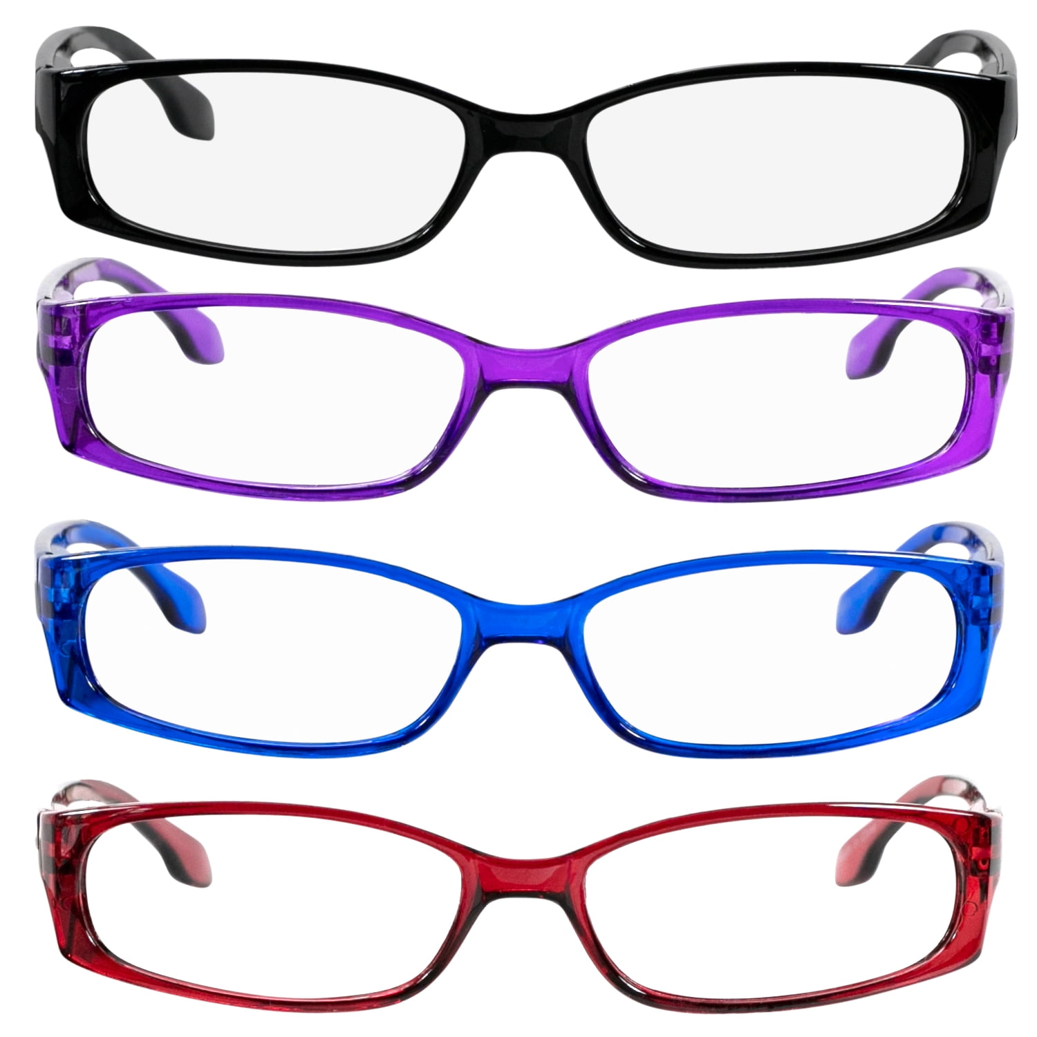 Reading Glasses | Best 4 Pack of Readers Women and Men | Stylish Look and Crystal Clear Vision When You Need It! | Comfort Spring Arms & Dura-Tight Screws