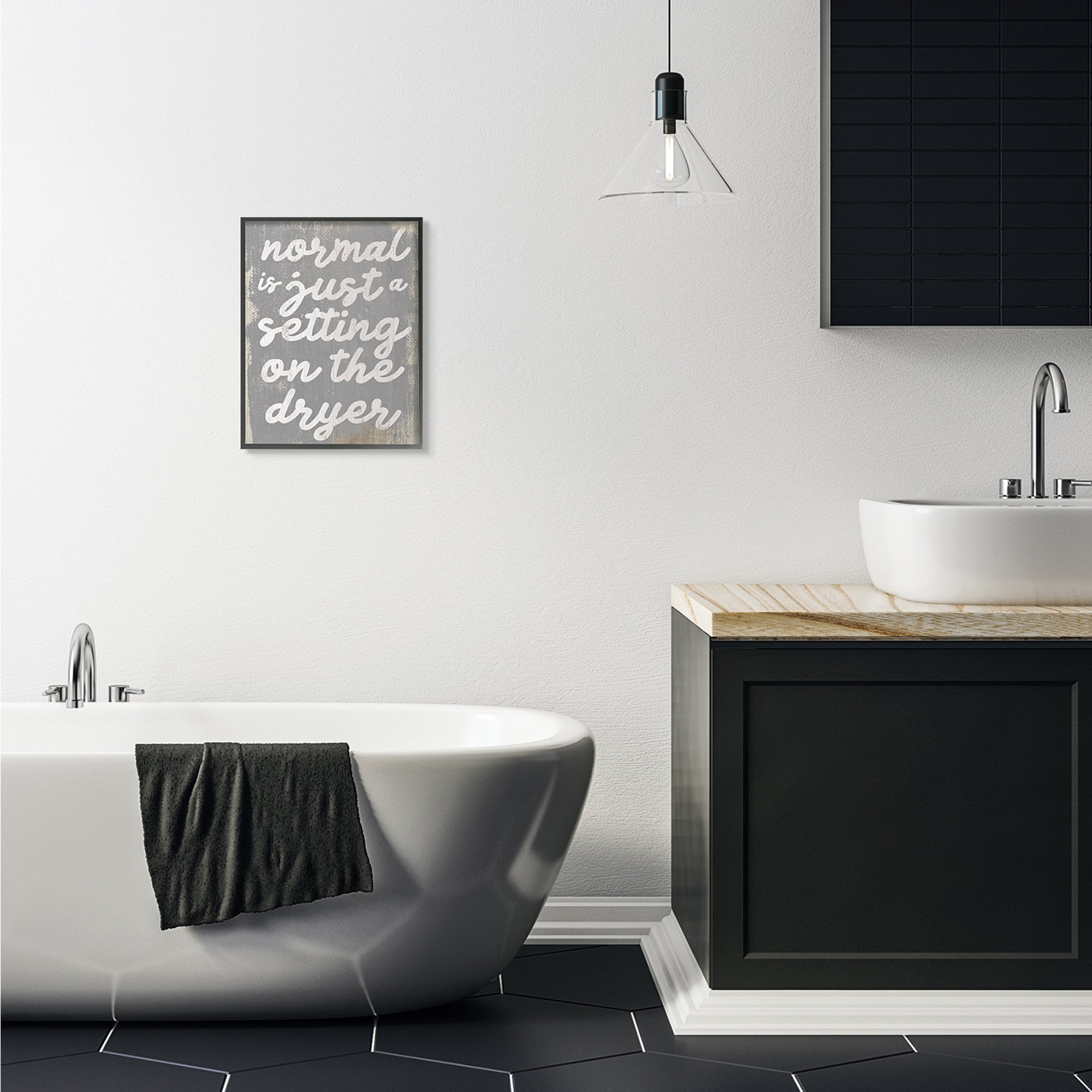 Stupell Industries Normal Setting Funny Family Laundry Bathroom Word Design Framed Wall Art by Daphne Polselli