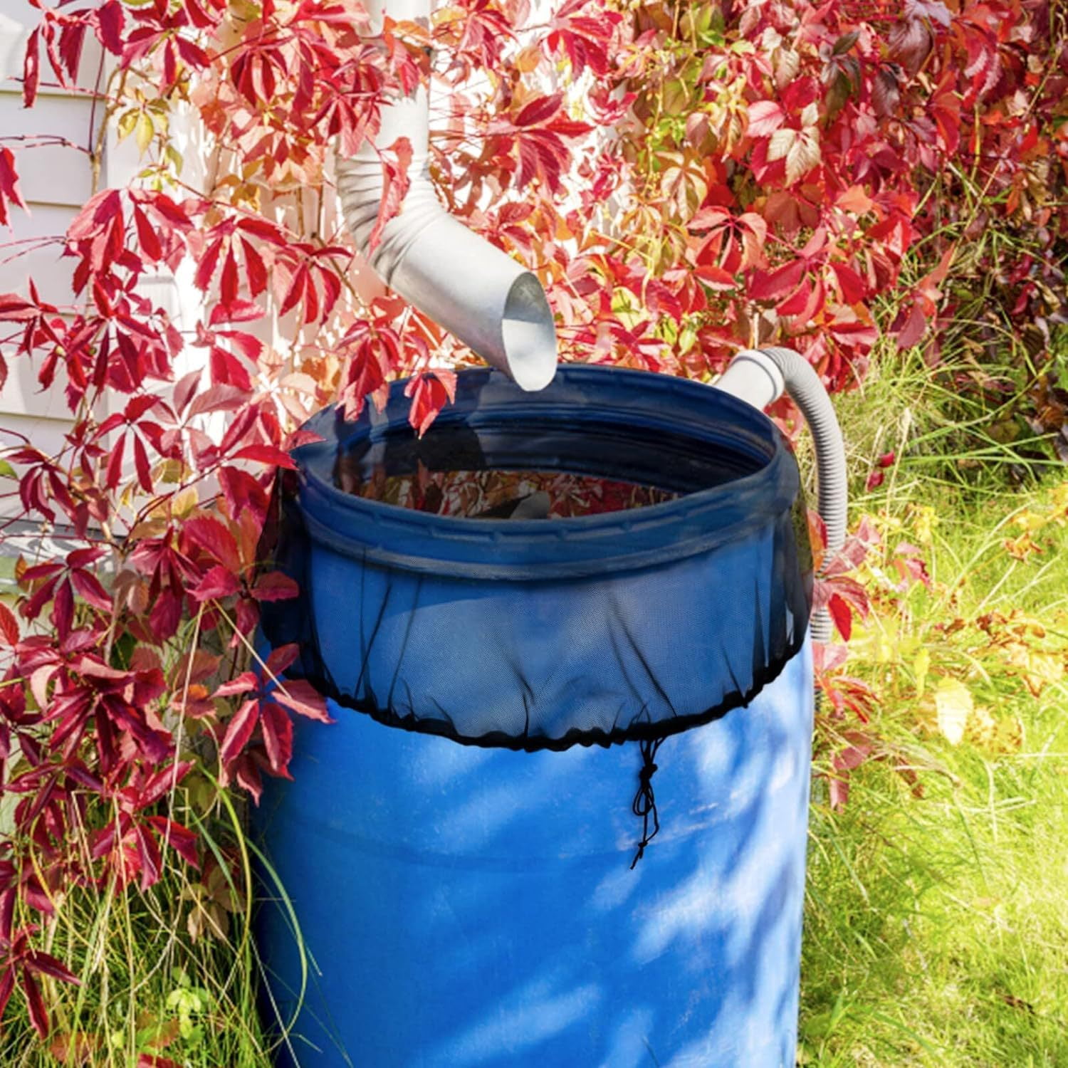 Mesh Cover for Rain Barrels - 4pcs 95cm Rain Barrel Netting with Drawstring, Water Collection Buckets Tank Protector