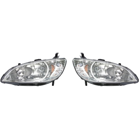 EPIC LIGHTING OE Style Halogen Headlights Assembly Replacement for HONDA 04-05 CIVIC [ HO2502121 HO2503121 33151S5AA51 33101S5AA51 ] Pair