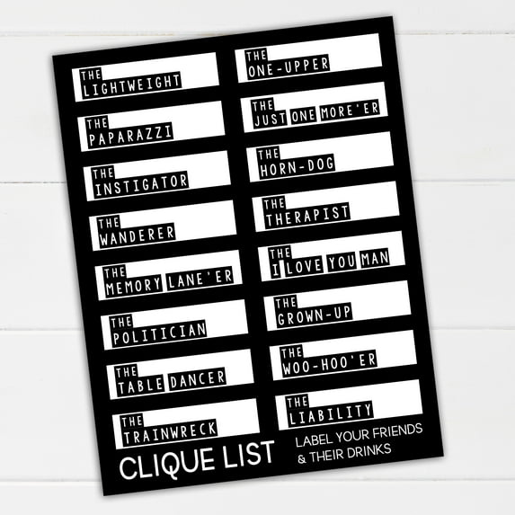 Funny Drink Labels or Stickers Quarantine Game Wine Charms Drink Stickers CliqueList Drink Labels - Label Your Friends and Their Drinks