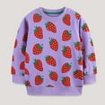thumbnail image 2 of Odeerbi Toddler Girls Crewneck Sweatshirts Cartoon Printed Base Layer Fall Strawberry Printing Pullover Sweatshirts New Children's Round Neck Casual Undershirt Tops Purple, 2 of 6