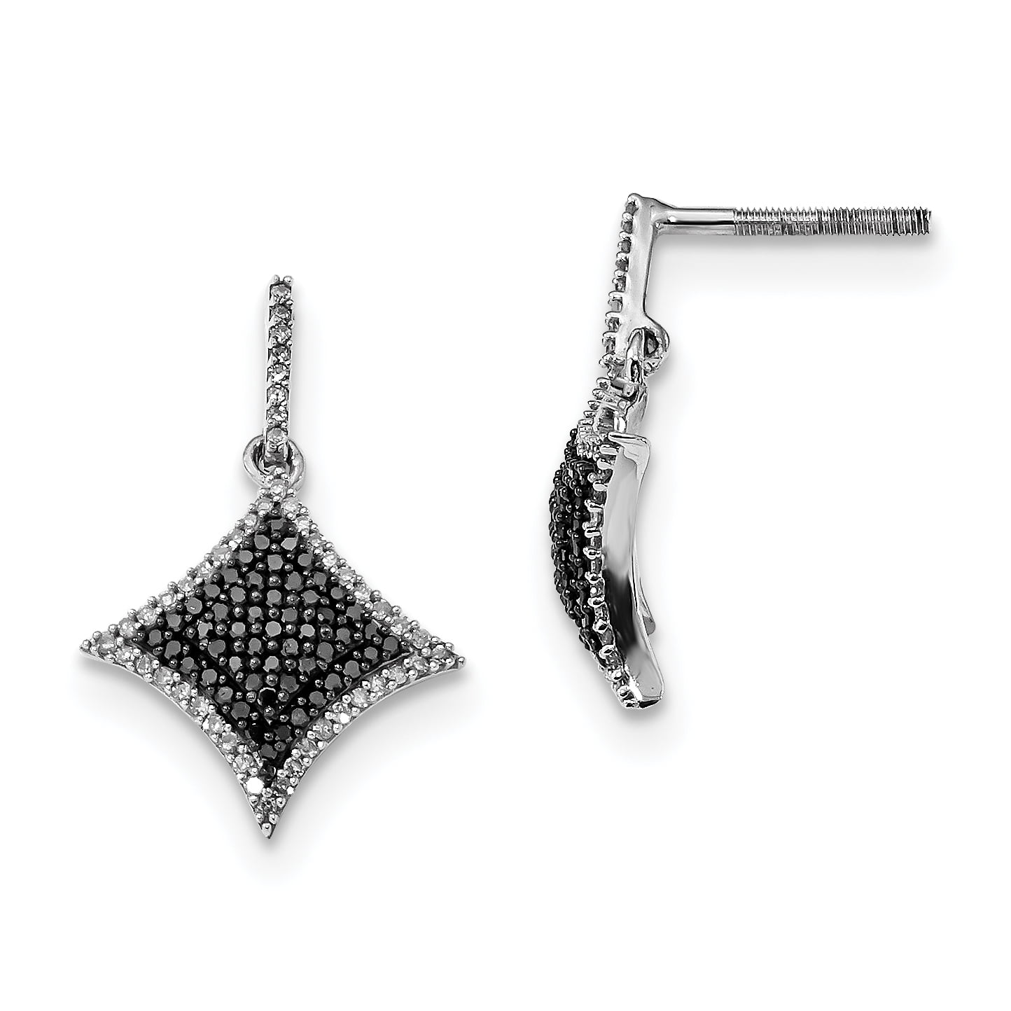 925 Sterling Silver Black White Diamond Drop Dangle Chandelier Post Stud Earrings Fine Jewelry For Women Gifts For Her 
