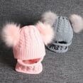thumbnail image 2 of Visland Children Winter Braid Knitted Beanie Cap Double Pompom Warm Neck Hat Scarf Set, 2 of 7