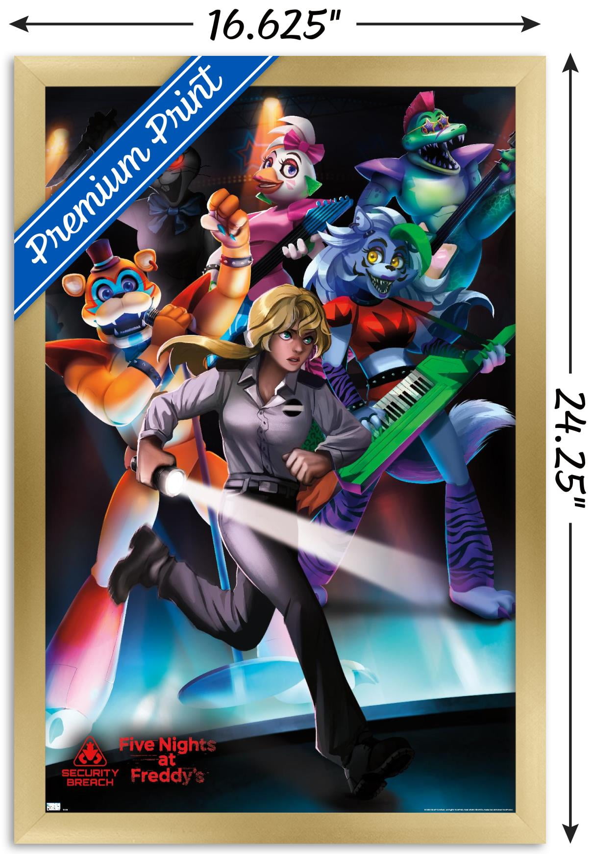 Five Nights at Freddy's: Security Breach - Group Wall Poster, 14.725" x 22.375", Framed