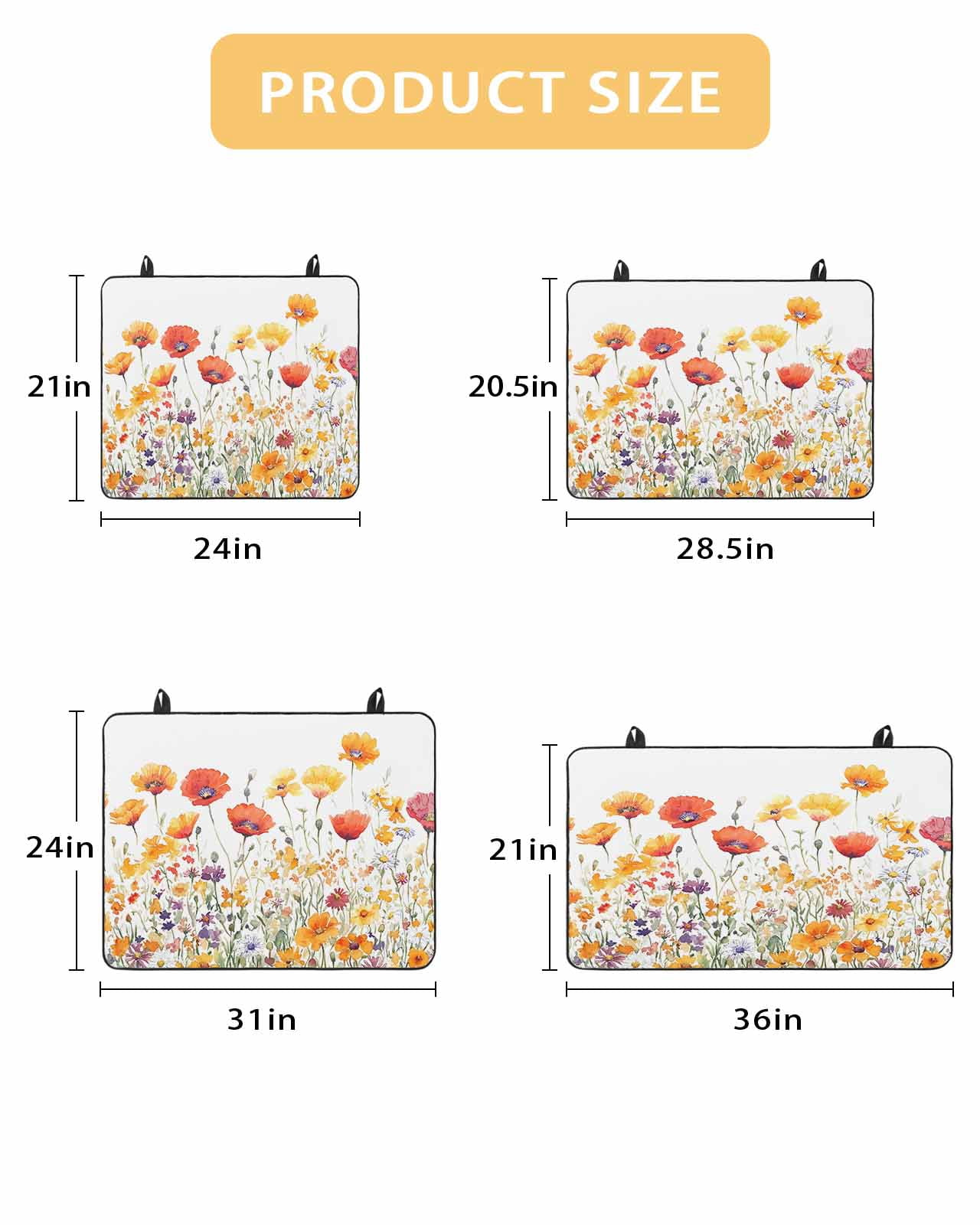 nqOlkjepod Large Induction Cooktop Protector Mat 24"x21", Flowers Stove Top Covers for Electric Stove, Vintage Orange Yellow Wildflower Garden Floral Stove Burner Cover Mats, Glass Top Stove Cover