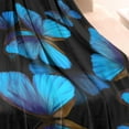 thumbnail image 3 of Black Blue Butterfly Pattern Blanket,Comfortable Soft Flannel Throw Blanket,All Season,Warm Lightweight Blankets for Sofa Bed Couch Living Room Chair,30"x40", 3 of 4