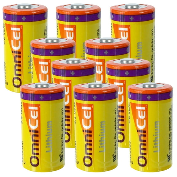10x OmniCel ER26500 3.6V 8.5Ah Sz C Lithium Button Top Battery Telematics