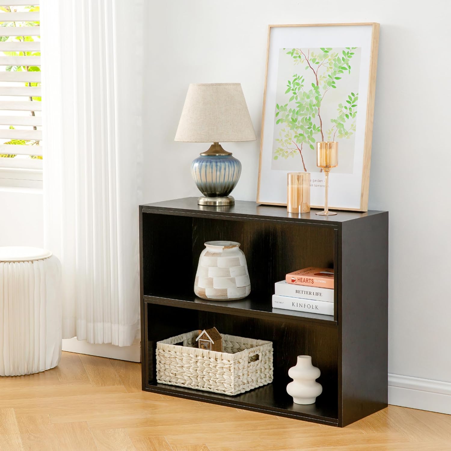 Reliancer TV Stand for TVs up to 65", Black with Open Shelves photo 7
