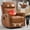 Orange, variant on Genuine Leather Manual Recliner Chair, Heat Massage Recliner with Rocker and Swivel for Living Room Home Theater, Orange