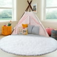 thumbnail image 2 of Socofuz Round White Fluffy Rug 4ft, Fuzzy Small Carpet for Living Room, Kids Girls Room, 2 of 7