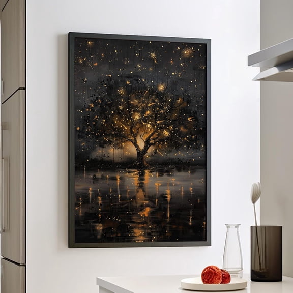 Fairy Light Tree of Life Wall Art Fantasy Decor, Unframed Paper Print Size 8x12