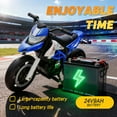 thumbnail image 6 of Xuanlur 24V 9AH Electric Motorbike, 9 mph & 110lb Max, 200W Ride on Motorcycle for Big Kids w/EVA Tires, LED Lights & Power Display, 2 Speed, Bluetooth, Music, Electric Motorcycle for Ages 6+, Blue, 6 of 8